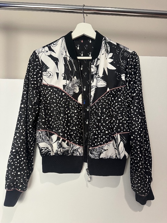 bebe Jackets & Blazers - bebe Black & White Patterned Bomber Jacket